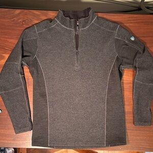 Kuhl Men's Dark Gray Thor 1/4 zip Sweater size L. Thumb holes